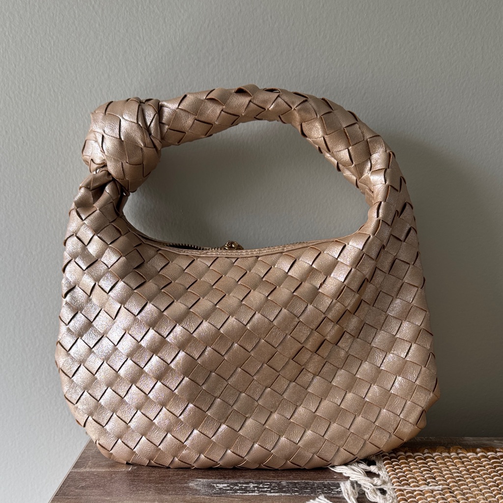 Elegant Woven Tan Handbag